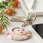 カスタムパーソナライズされたユニークベビーの写真名 キーホルダー (側面)