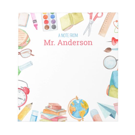 カスタムパーソナライズされた先生のメモ帳 ノートパッド (正面)