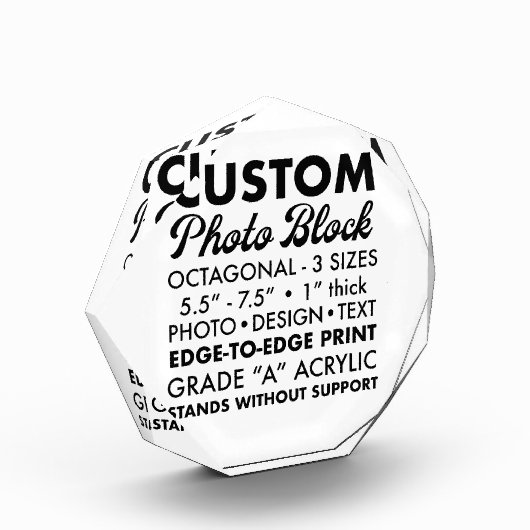 カスタムパーソナライズされた八角形 フォトブロック (左)