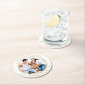 カスタムパーソナライズされた写真エレガント金ゴールド結婚の ラウンドペーパーコースター (インサイチュ)