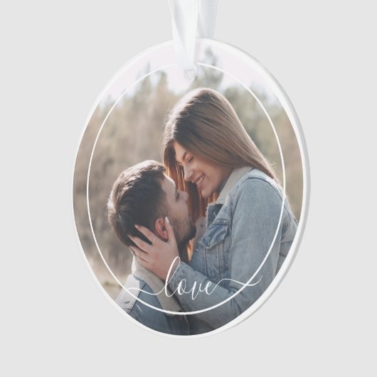 カスタムパーソナライズされた写真シンプル引用文文字 オーナメント (正面)