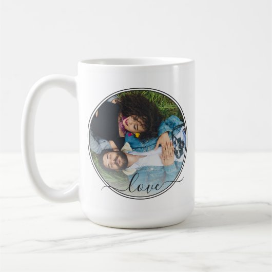 カスタムパーソナライズされた写真シンプル引用文文字 コーヒーマグカップ (左)