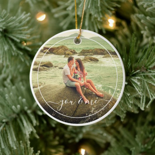 カスタムパーソナライズされた写真シンプル引用文文字 セラミックオーナメント (ツリー)