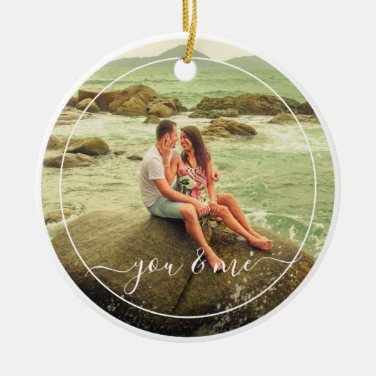 カスタムパーソナライズされた写真シンプル引用文文字 セラミックオーナメント (正面)