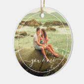 カスタムパーソナライズされた写真シンプル引用文文字 セラミックオーナメント (左)