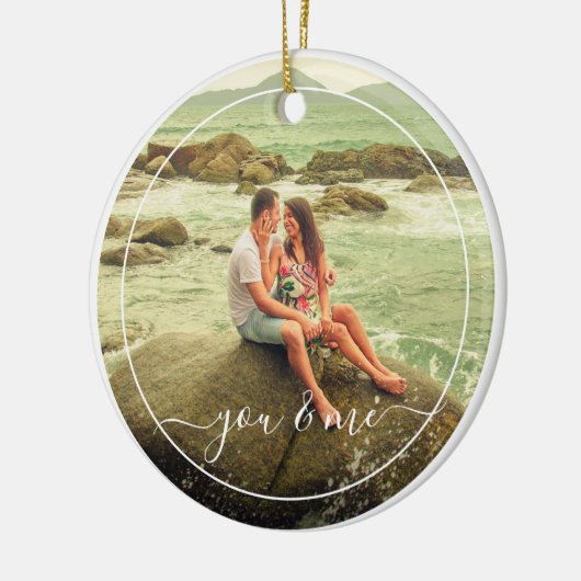 カスタムパーソナライズされた写真シンプル引用文文字 セラミックオーナメント (左)