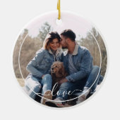 カスタムパーソナライズされた写真シンプル引用文文字 セラミックオーナメント (裏面)