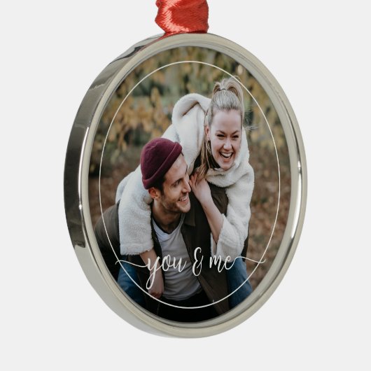 カスタムパーソナライズされた写真シンプル引用文文字 メタルオーナメント (右)