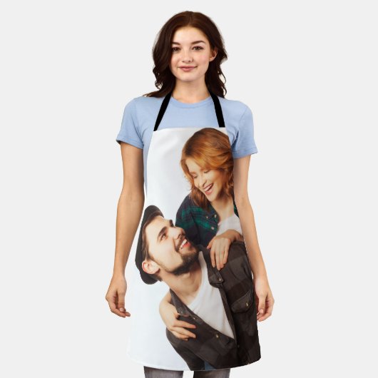 カスタムパーソナライズされた写真テンプレートの追加 エプロン (着用した状態)