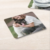 カスタムパーソナライズされた写真   スクエアペーパーコースター (アングル)