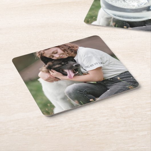 カスタムパーソナライズされた写真   スクエアペーパーコースター (アングル)