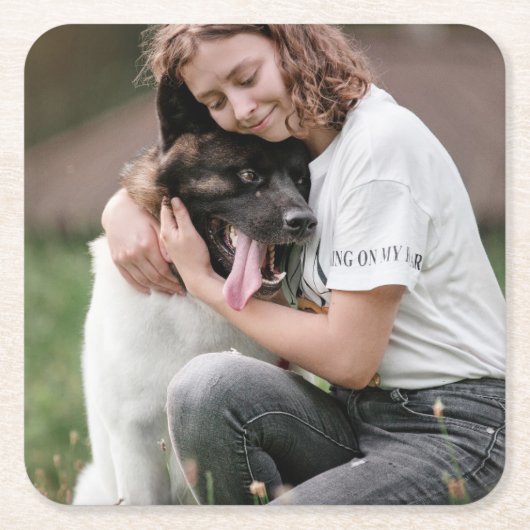 カスタムパーソナライズされた写真   スクエアペーパーコースター (正面)