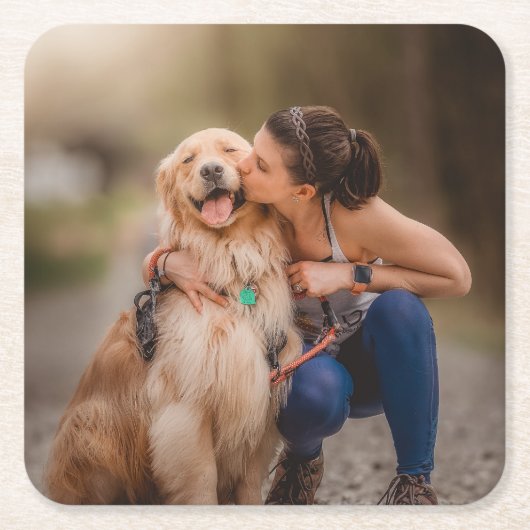 カスタムパーソナライズされた写真 スクエアペーパーコースター (正面)