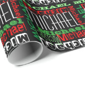 カスタムパーソナライズされた名キッズクリスマス ラッピングペーパー (ロールコーナー)