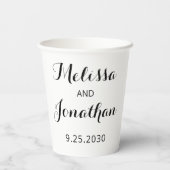 カスタムパーソナライズされた名結婚日付 紙コップ (裏面)
