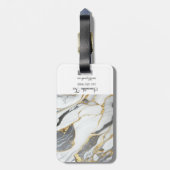 カスタムパーソナライズされた大理石グレー金ゴールド&ホワイト ラゲッジタグ (裏面縦)