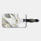 カスタムパーソナライズされた大理石グレー金ゴールド&ホワイト ラゲッジタグ (裏面横)