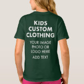 カスタムパーソナライズされた女の子のTシャツ – 森の緑 Tシャツ (裏面)