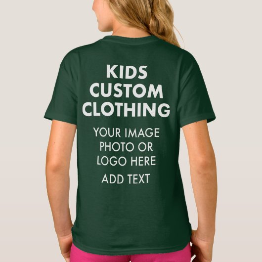 カスタムパーソナライズされた女の子のTシャツ – 森の緑 Tシャツ (裏面)