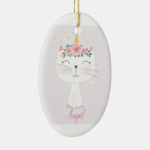 カスタムパーソナライズされた子猫ユニコーン セラミックオーナメント (右)