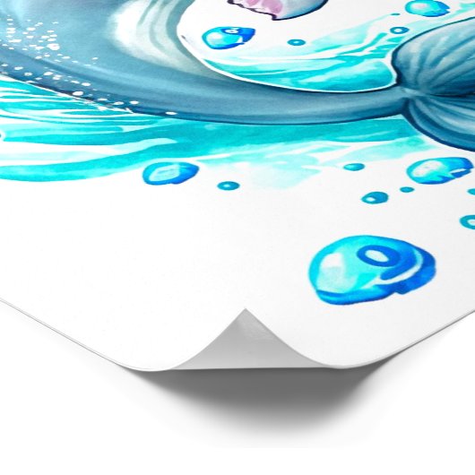 カスタムパーソナライズされた水彩写真 ポスター (角)