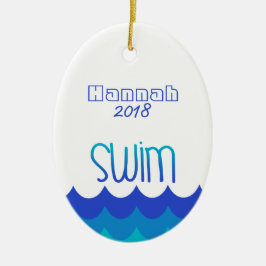 カスタムパーソナライズされた泳ぐ人のオーナメント セラミックオーナメント
