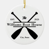 カスタムパーソナライズされた湖、川またはボートハウス セラミックオーナメント (正面)