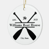 カスタムパーソナライズされた湖、川またはボートハウス セラミックオーナメント (左)