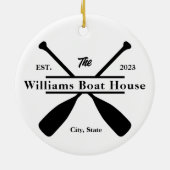 カスタムパーソナライズされた湖、川またはボートハウス セラミックオーナメント (裏面)