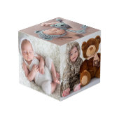 カスタムパーソナライズされた生まれたばかりのベビー写真 フォトキューブ (裏面アングル)