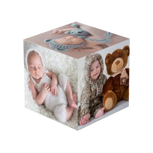 カスタムパーソナライズされた生まれたばかりのベビー写真 フォトキューブ (裏面アングル)