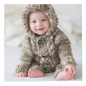 カスタムパーソナライズされた生まれたばかりのベビー写真 フォトキューブ (正面)