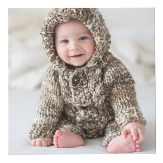 カスタムパーソナライズされた生まれたばかりのベビー写真 フォトキューブ (正面)