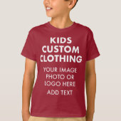 カスタムパーソナライズされた男の子のTシャツ – MAROON RED Tシャツ (正面)
