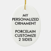 カスタムパーソナライズされた磁器の楕円形フォトオーナメント セラミックオーナメント (正面)