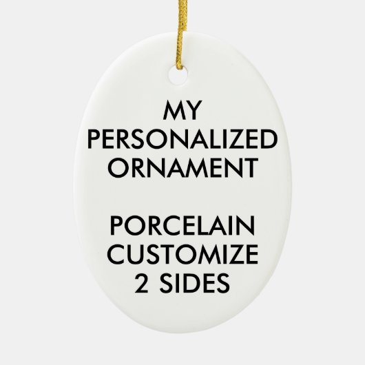 カスタムパーソナライズされた磁器の楕円形フォトオーナメント セラミックオーナメント (正面)