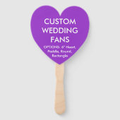 カスタムパーソナライズされた紫ハート結婚のファン ハンドファン (正面)