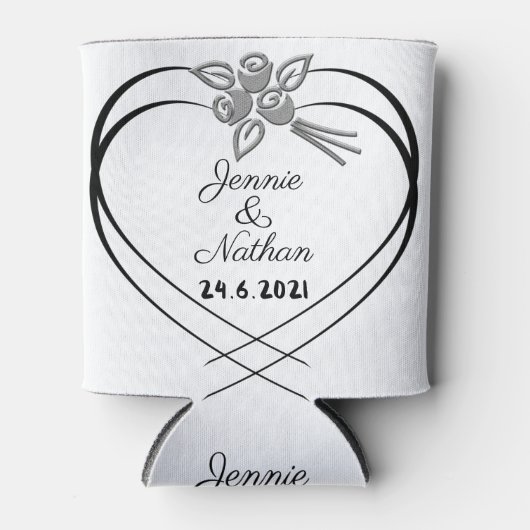 カスタムパーソナライズされた結婚の太いホルダー 缶クーラー (正面)