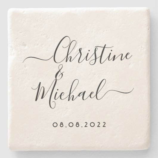 カスタムパーソナライズされた結婚コースター ストーンコースター (正面)