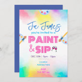 カスタムパーソナライズされた絵を描とsip招待 招待状 (正面/裏面)