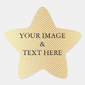 カスタムパーソナライズされた自分の写真と文字金ゴールド 星シール (正面)