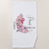 カスタムパーソナライズされた花 ビーチタオル (正面)