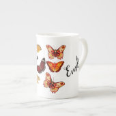 カスタムパーソナライズされた蝶 ボーンチャイナマグカップ (正面右)