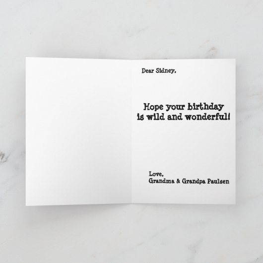 カスタムパーソナライズされた誕生日フクロウ カード (内部)