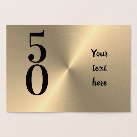 カスタムパーソナライズされた金ゴールド50番目の誕生日カード 箔カード (内部)