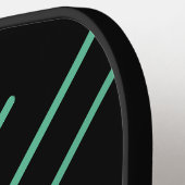 カスタムパーソナライズされた黒(ティール(緑がかった色)線) ピックルボールラケット (左詳細)