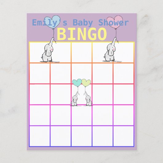 カスタムパーソナライズされたBaby Shower Bingo Cards チラシ (正面)