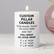 カスタムパーソナライズされたFull-Wrap PILLAR CANDLE 3"x4"
