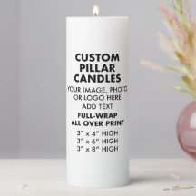 カスタムパーソナライズされたFull-Wrap Pillar CANDLE 3"x8"