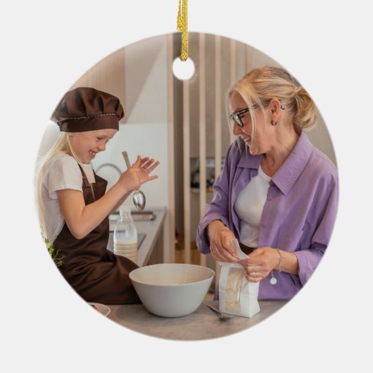 カスタムパーソナライズされたGranda Santa Clause Christmas セラミックオーナメント (裏面)